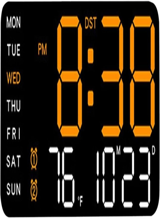 ASTROMETRIC 9" LED Digital Wall Clock with Date, Day & Temperature - Dual Alarm, Adjustable Brightness, USB Powered - Large Display for Bedroom, Office & Home Decor (Orange) - Image 1
